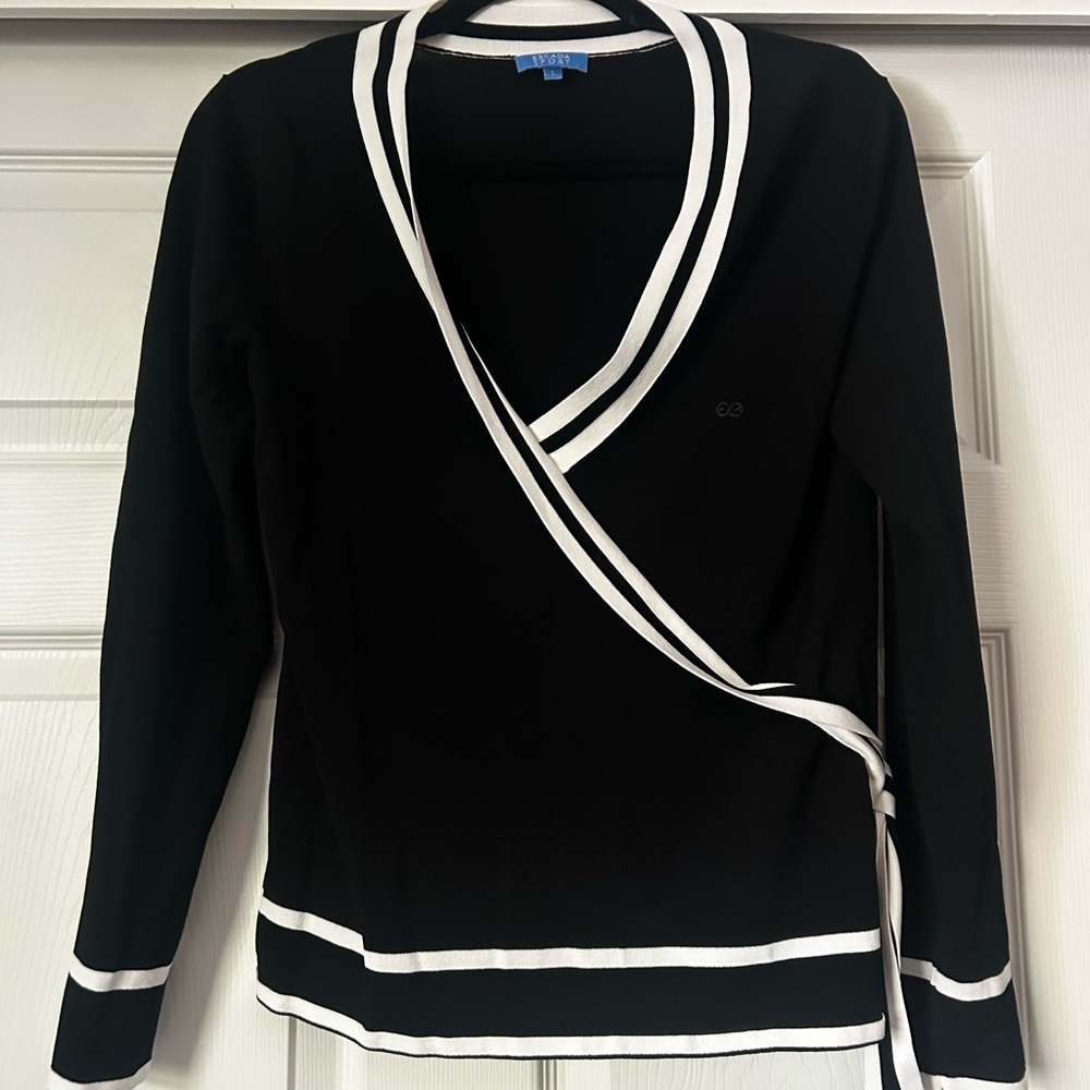 Escada Black and White Wrap Sweater- Escada sport